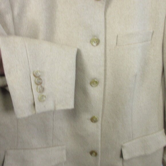 Talbots Pure Camel Hair Nehru Band Collar Blazer Women 12 Beige Button Vtg 520 - Picture 5 of 10